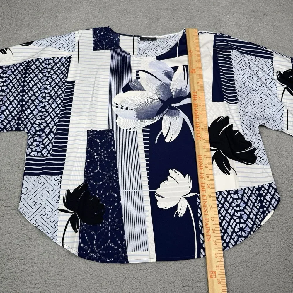 Natori Kabuki Pajama Set Womens L Indigo Floral Print 2-Piece Lounge Sleep NWT